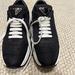 Prada Men's Black and White Sneakers